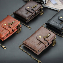Laden Sie das Bild in den Galerie-Viewer, Vintage Doppelreißverschluss Brieftasche mit mehreren Kartenfächern für Herren