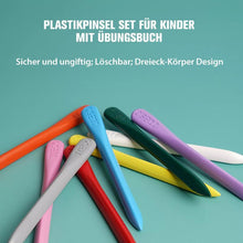 Laden Sie das Bild in den Galerie-Viewer, 🌈Plastikpinsel Set für Kinder mit Übungsbuch🌼