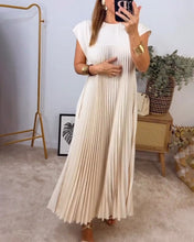 Laden Sie das Bild in den Galerie-Viewer, Ärmelloses schlichtes einfarbiges Kleid mit Falten