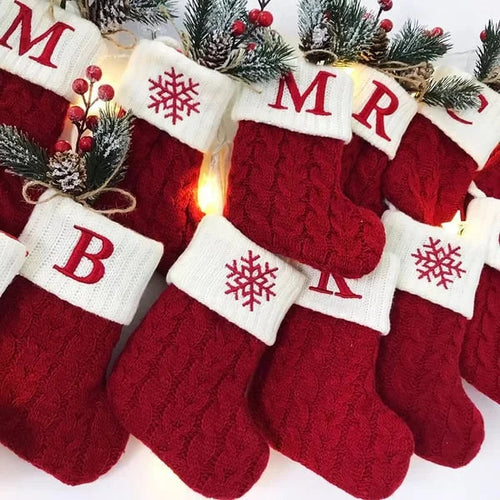 🎄Gestrickte Weihnachtssocke mit Buchstaben🎊