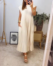 Laden Sie das Bild in den Galerie-Viewer, Ärmelloses schlichtes einfarbiges Kleid mit Falten