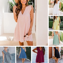 Laden Sie das Bild in den Galerie-Viewer, Hohles Kleid mit V-Ausschnitt für Damen